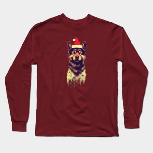 Christmas german shepherd portrait Long Sleeve T-Shirt